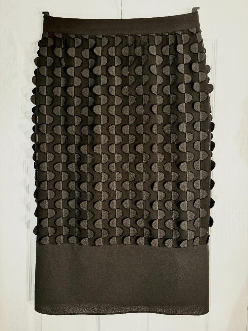 BOSS Hugo Boss Black Textured Geometric Pencil Skirt US 8